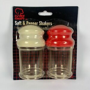 Chef Craft Salt Pepper Shakers Set Red White Plastic Retro Large 21042 Picnic